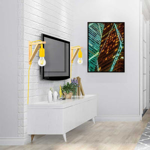 Aplique de pared nórdico "YOJO" -Escuadra de madera y colgante de silicona (11)