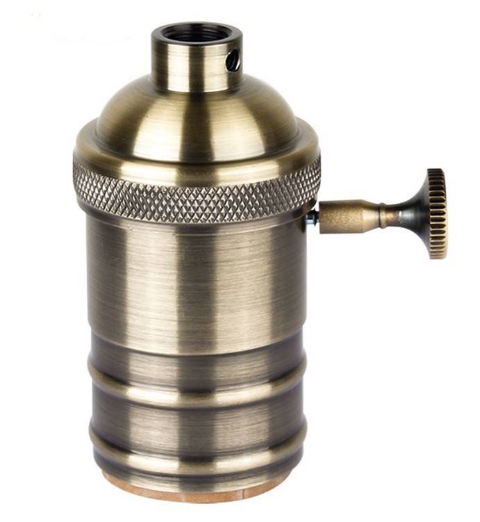 Casquillo portalámpara  Retro vintage acabado bronce con interruptor E27