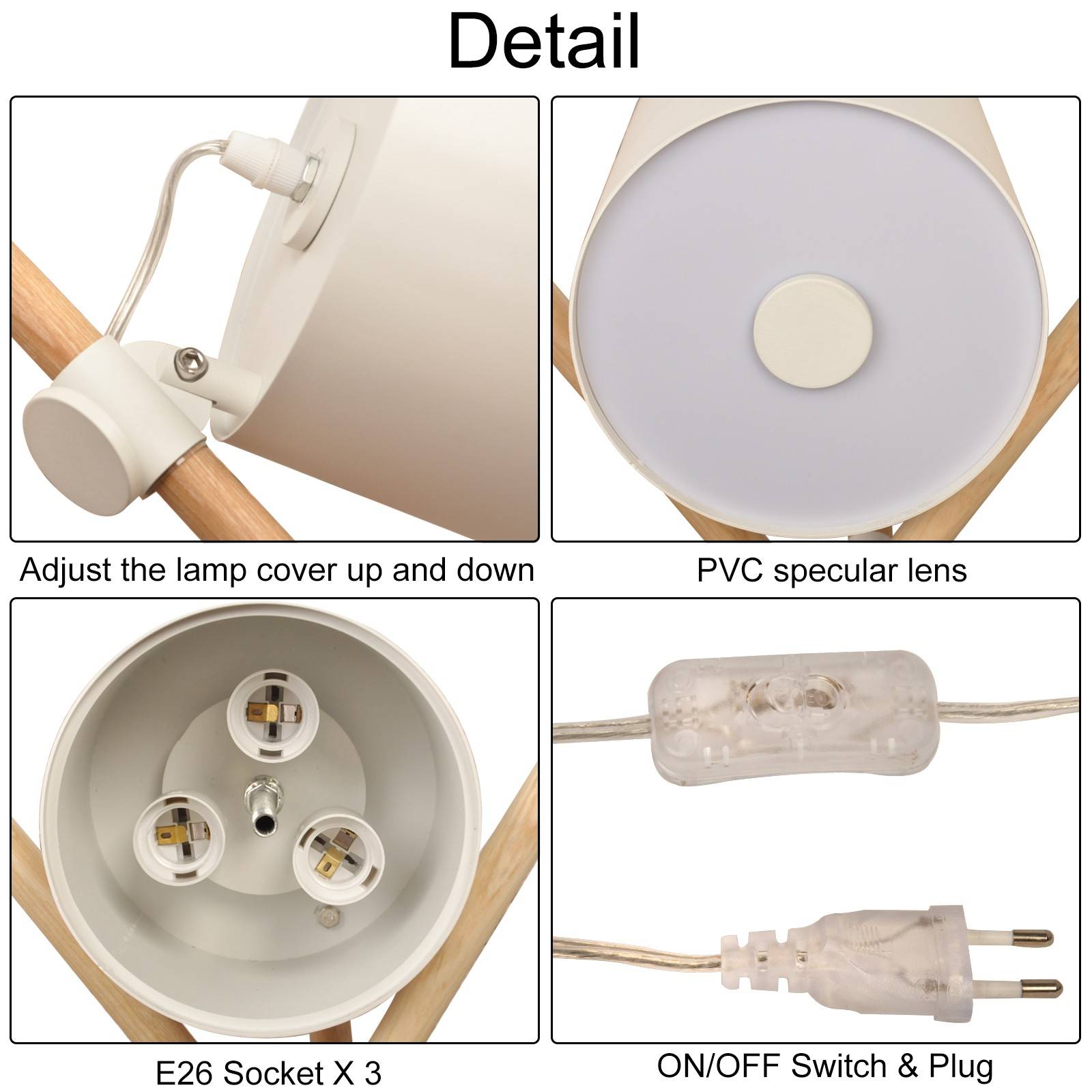 Lámpara de mesa nórdica de trípode "FOCUS" - 3 x E27 / G45 (18)