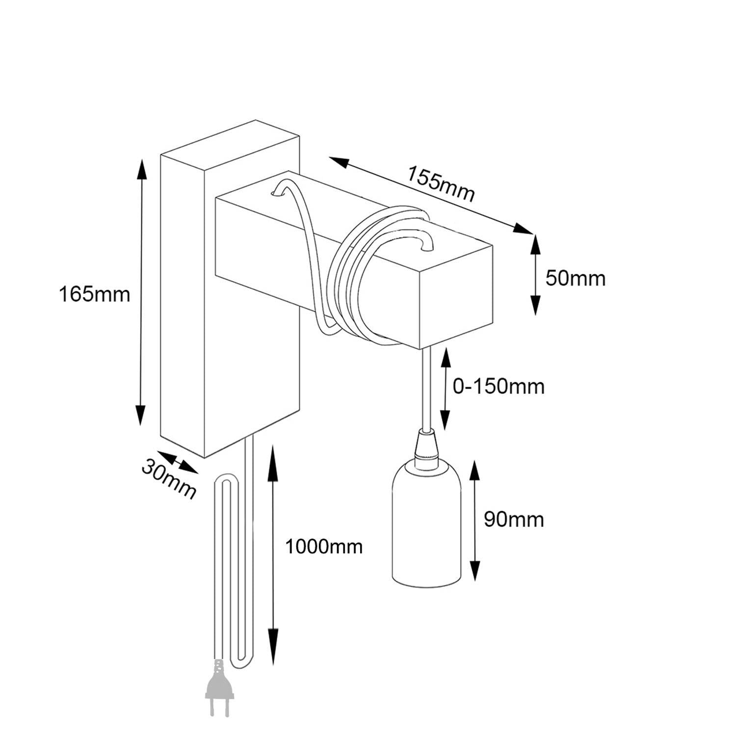Apliques de pared madera "RUDER" - Con interruptor y enchufe - E27 (10)