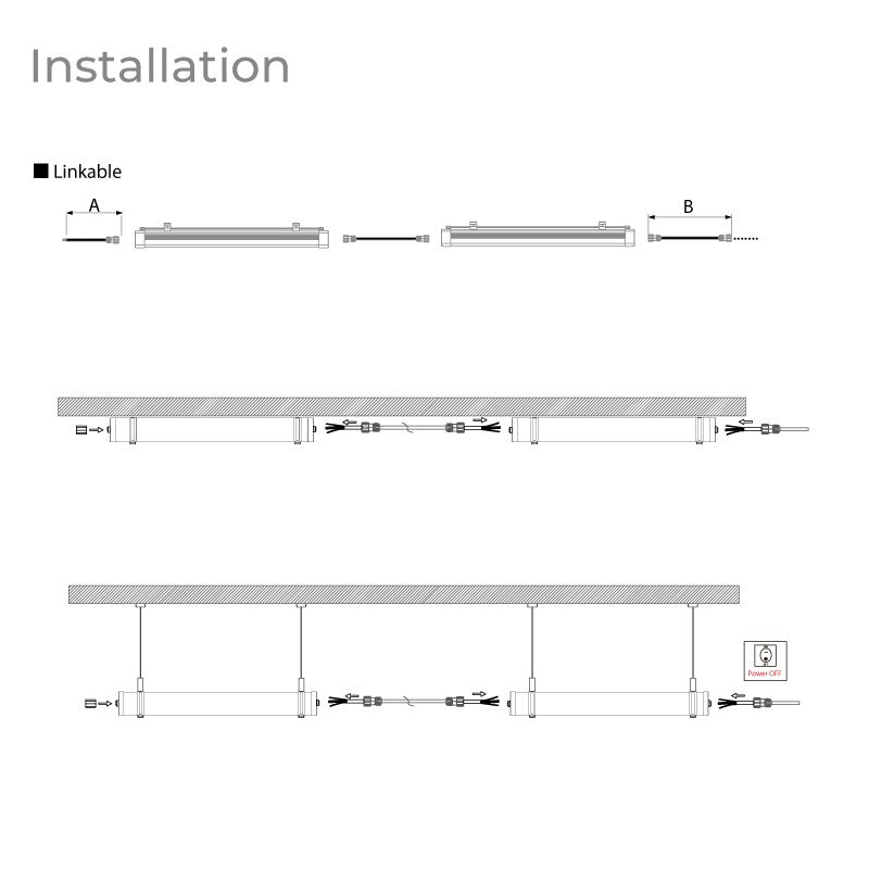Luminaria estanca tubular para uso industrial - 120cm - 30W - IP65 - IK10 (10)