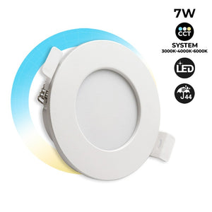Downlight LED estanco empotrable CCT - 7W - IP44 - Corte Ø 68-75mm
