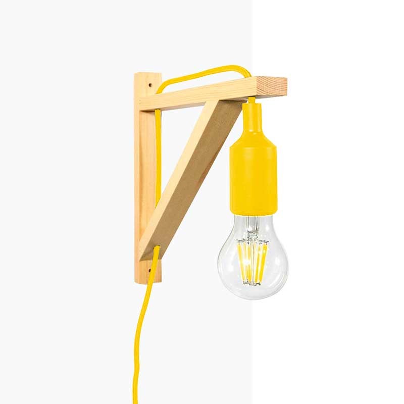 Aplique de pared nórdico "YOJO" -Escuadra de madera y colgante de silicona (9)