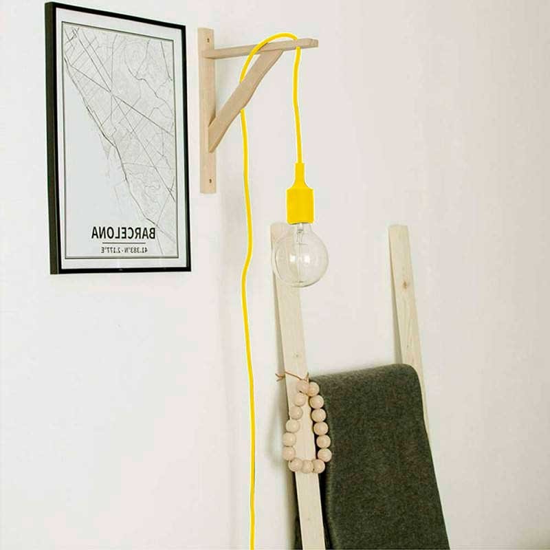 Aplique de pared nórdico "YOJO" -Escuadra de madera y colgante de silicona (16)