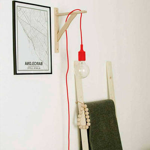 Aplique de pared nórdico "YOJO" -Escuadra de madera y colgante de silicona (17)