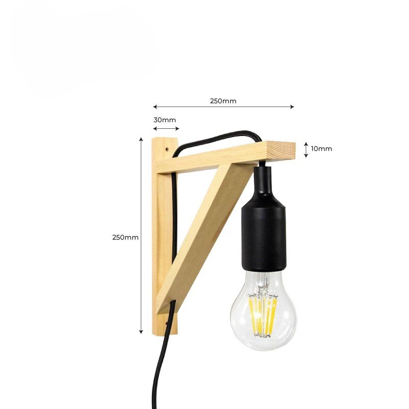 Aplique de pared nórdico "YOJO" -Escuadra de madera y colgante de silicona (29)