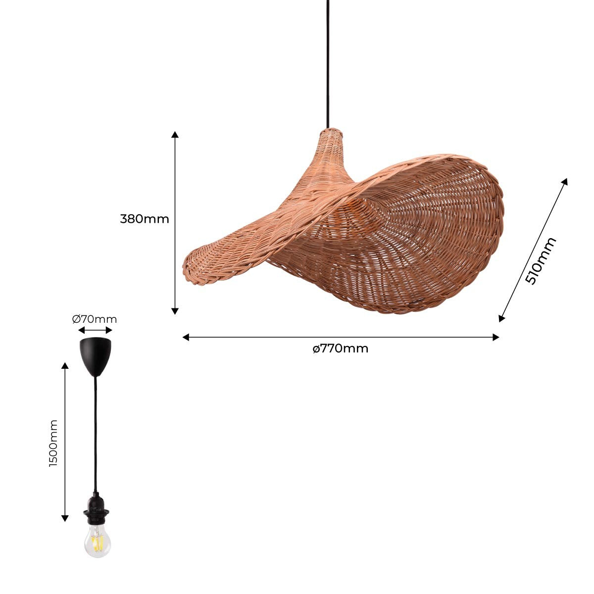 Lámpara colgante de mimbre "Tien" (23)