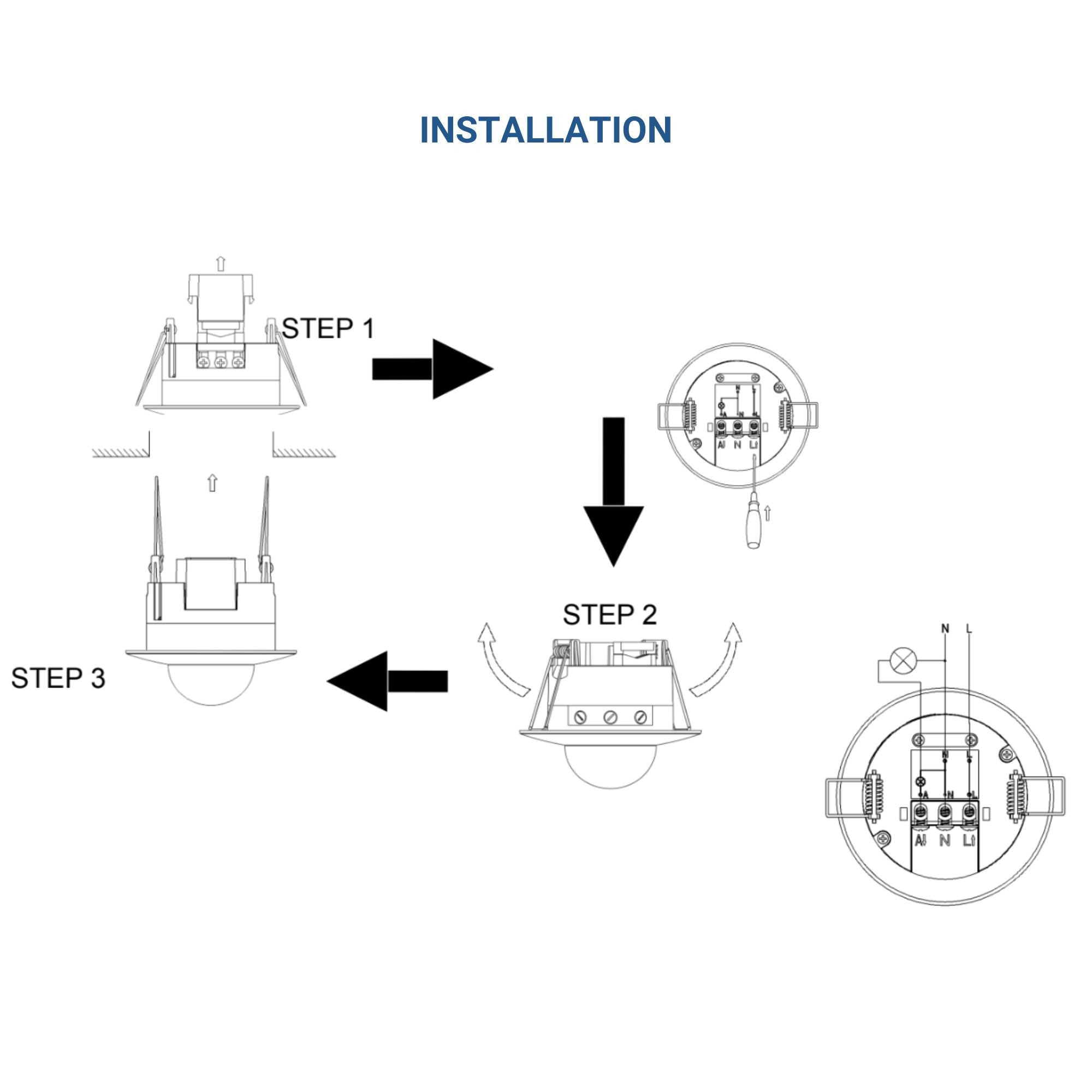 Sensor de presencia PIR empotrable con mando a distancia - 360º - IP20 (1)