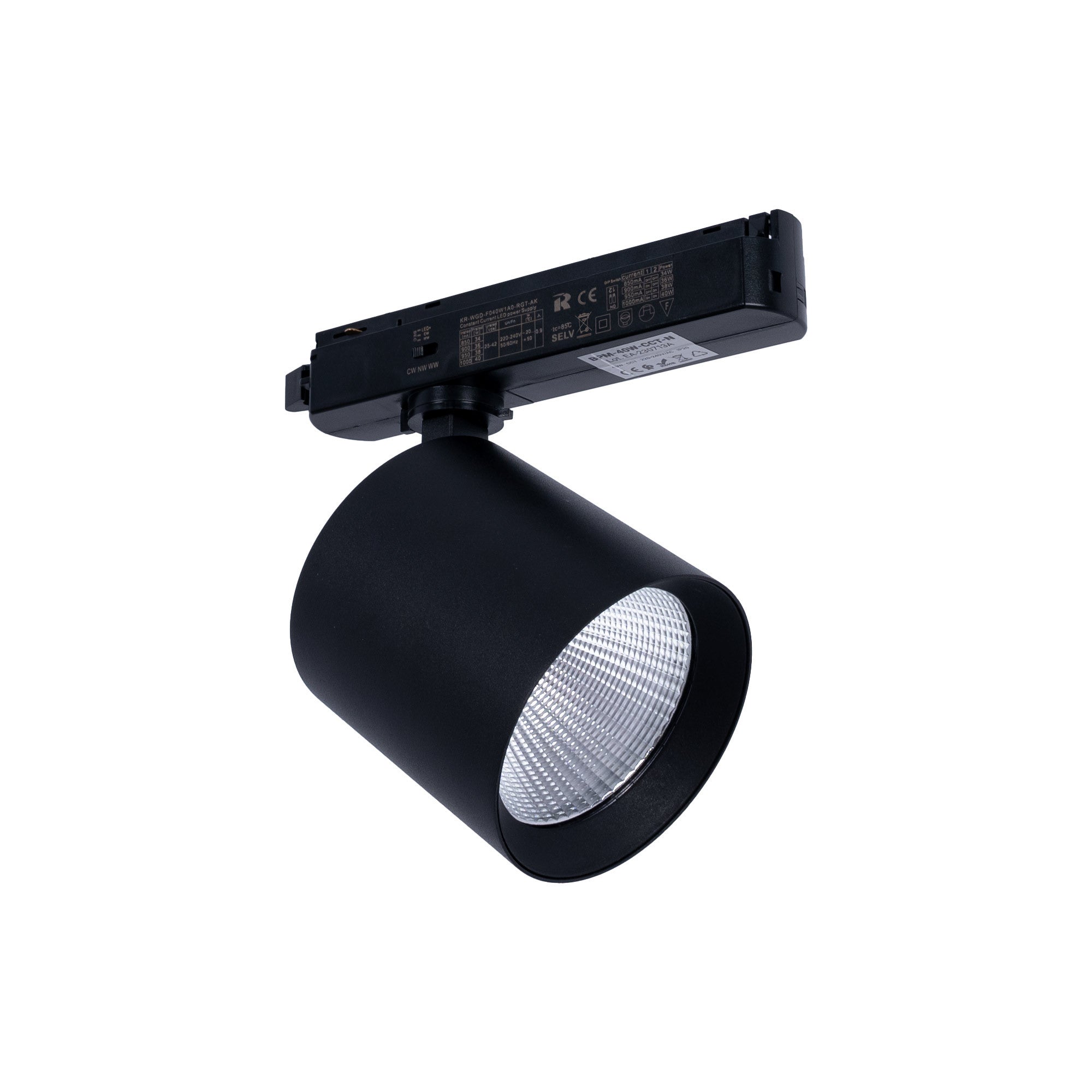 Proyector LED para carril monofásico CCT - 40W - CRI 90 - Negro (7)