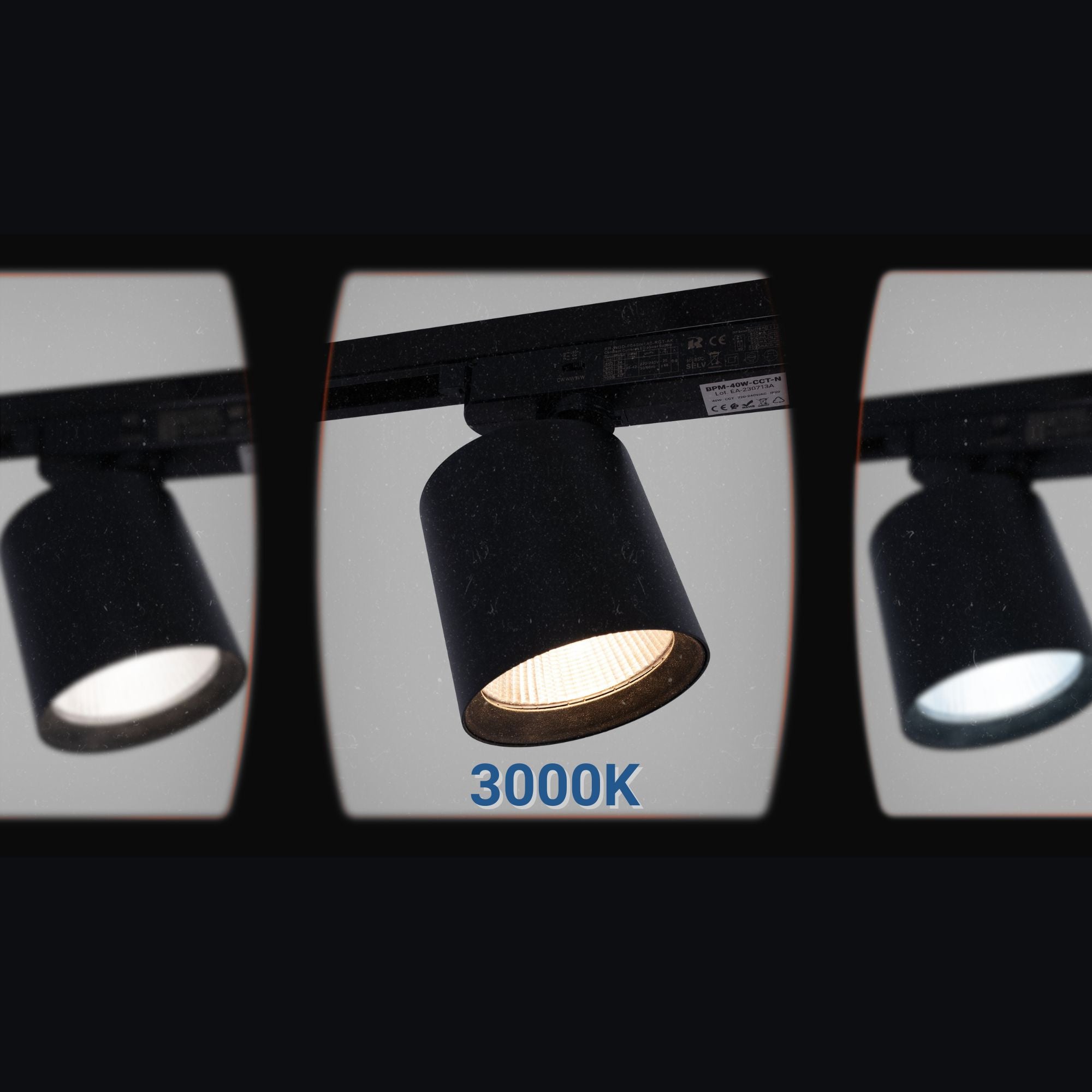 Proyector LED para carril monofásico CCT - 40W - CRI 90 - Negro (13)