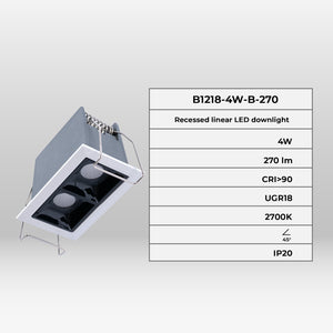 Foco lineal LED empotrable 4W - UGR18 - CRI90 - Chip OSRAM (57)