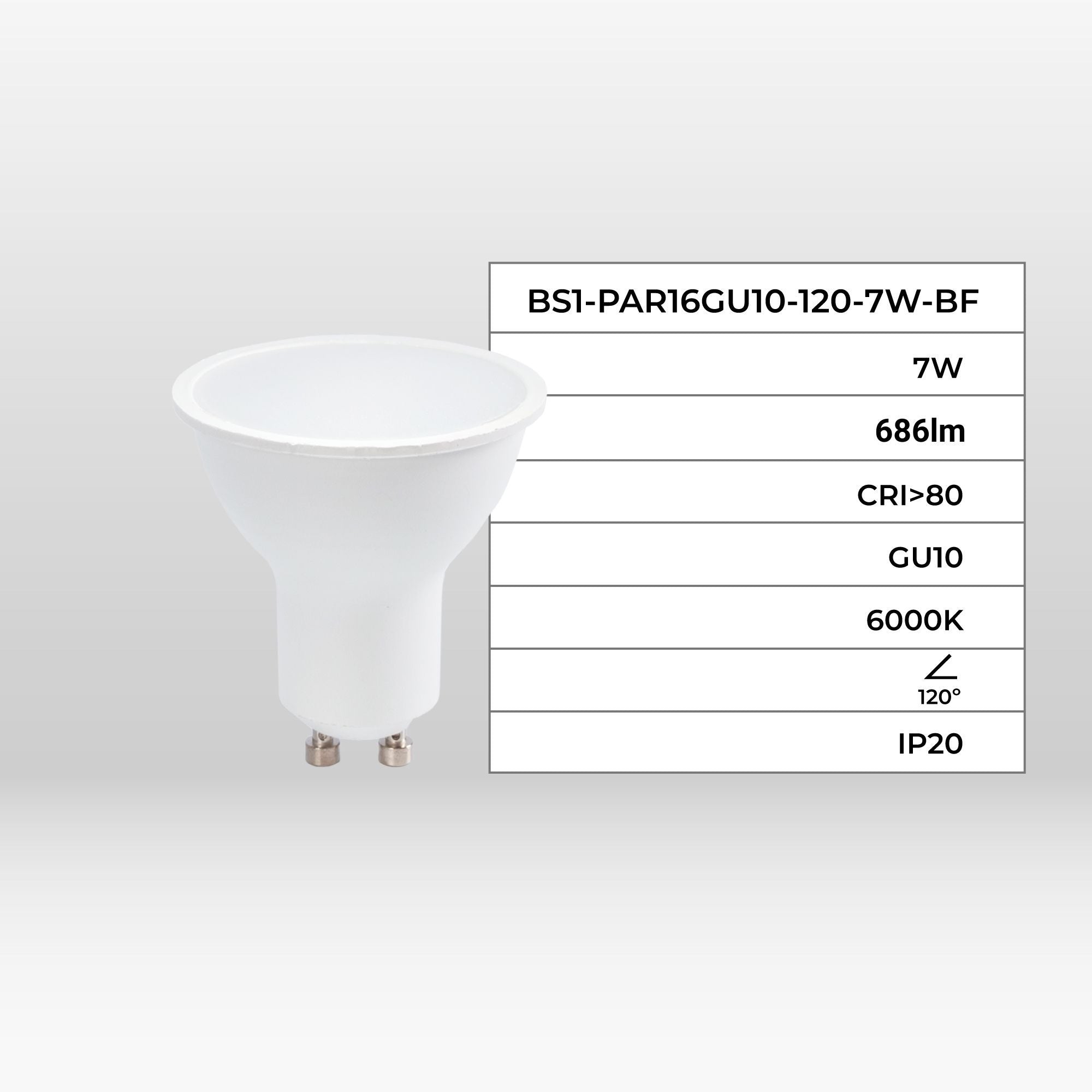 Bombilla LED GU10 - 7W - 120º (27)