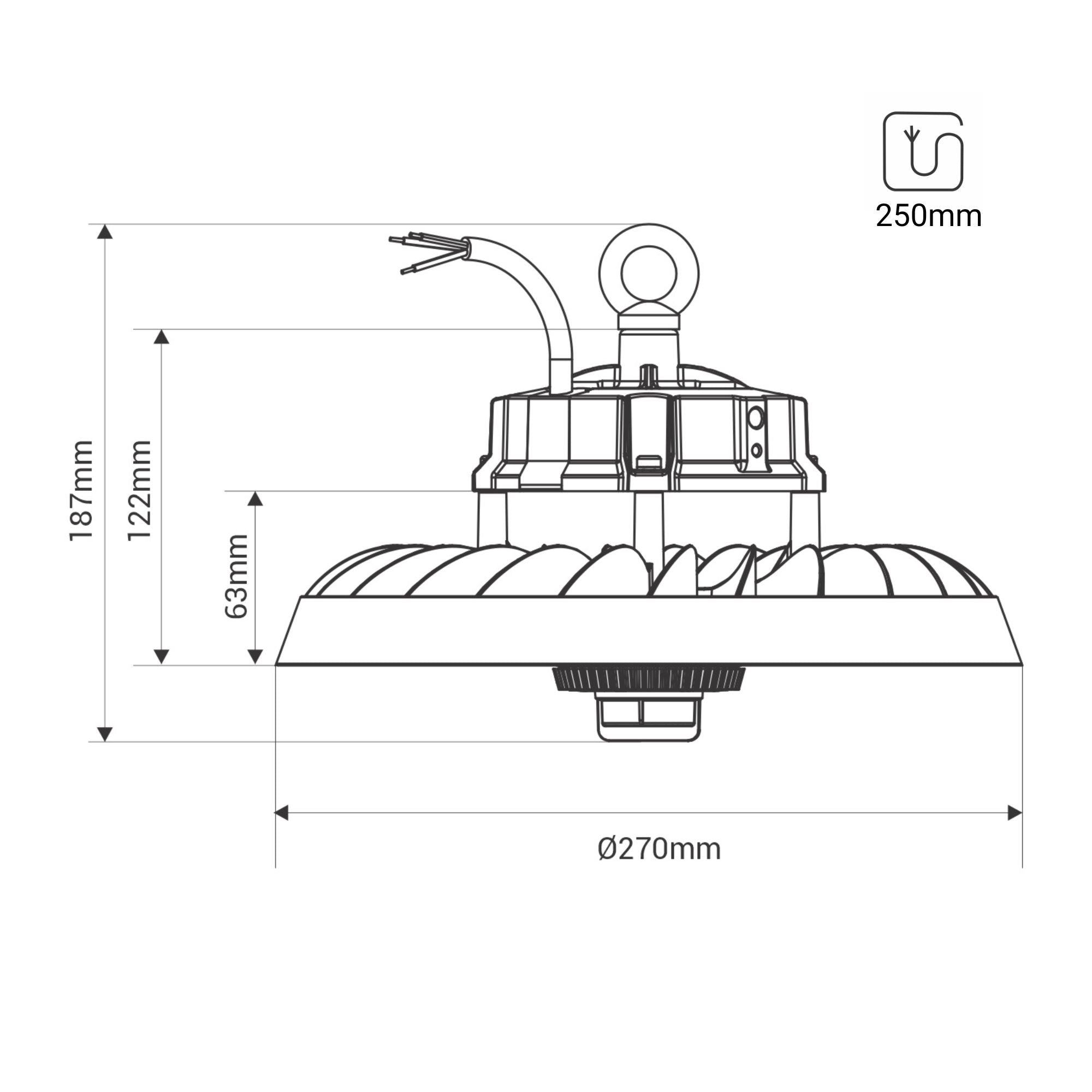 Campana LED UFO industrial 150W - CCT - 170lm/W - Driver LIFUD - IP65 - 10 años garantía (12)