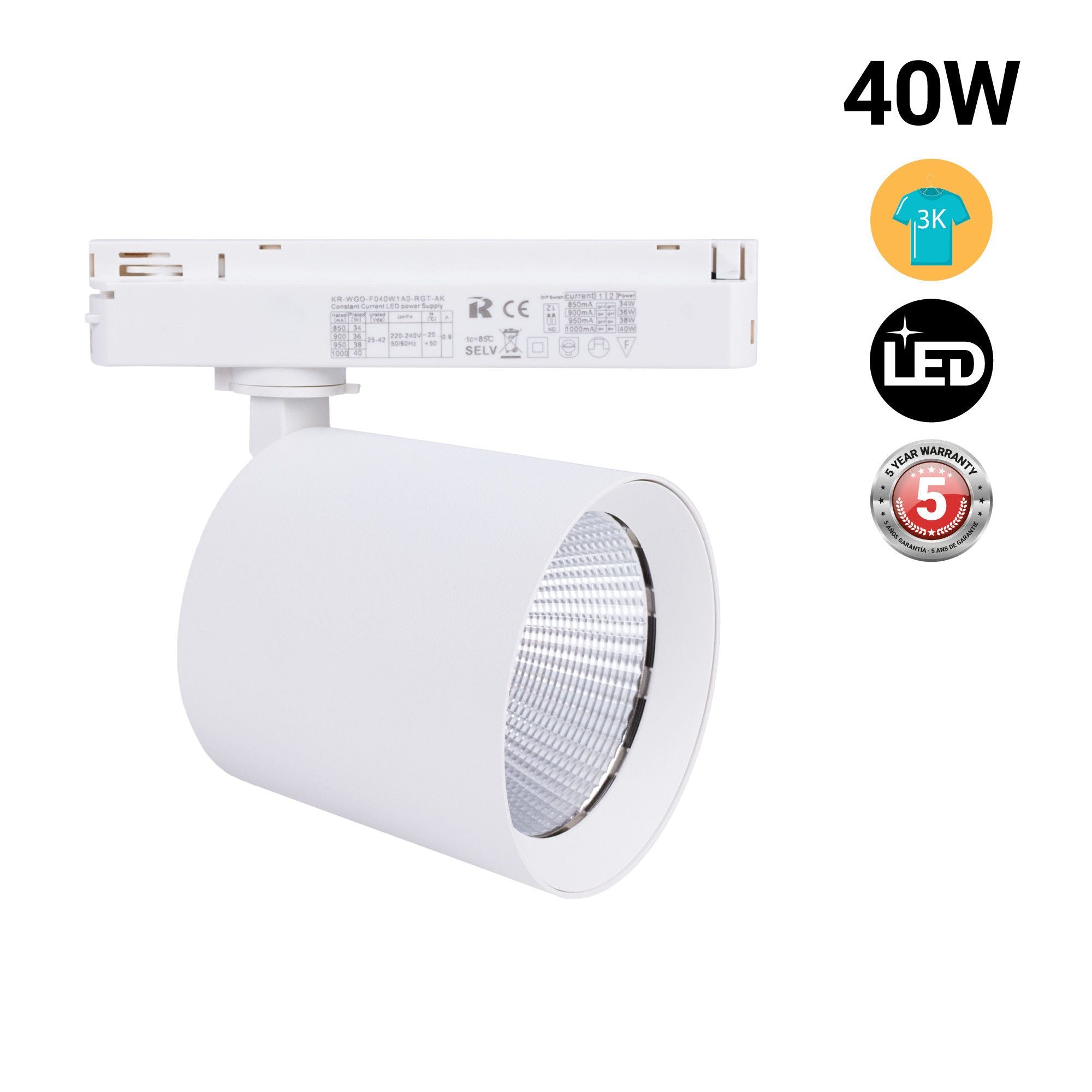 Proyector LED para carril monofásico 40W - Moda y retail (21)