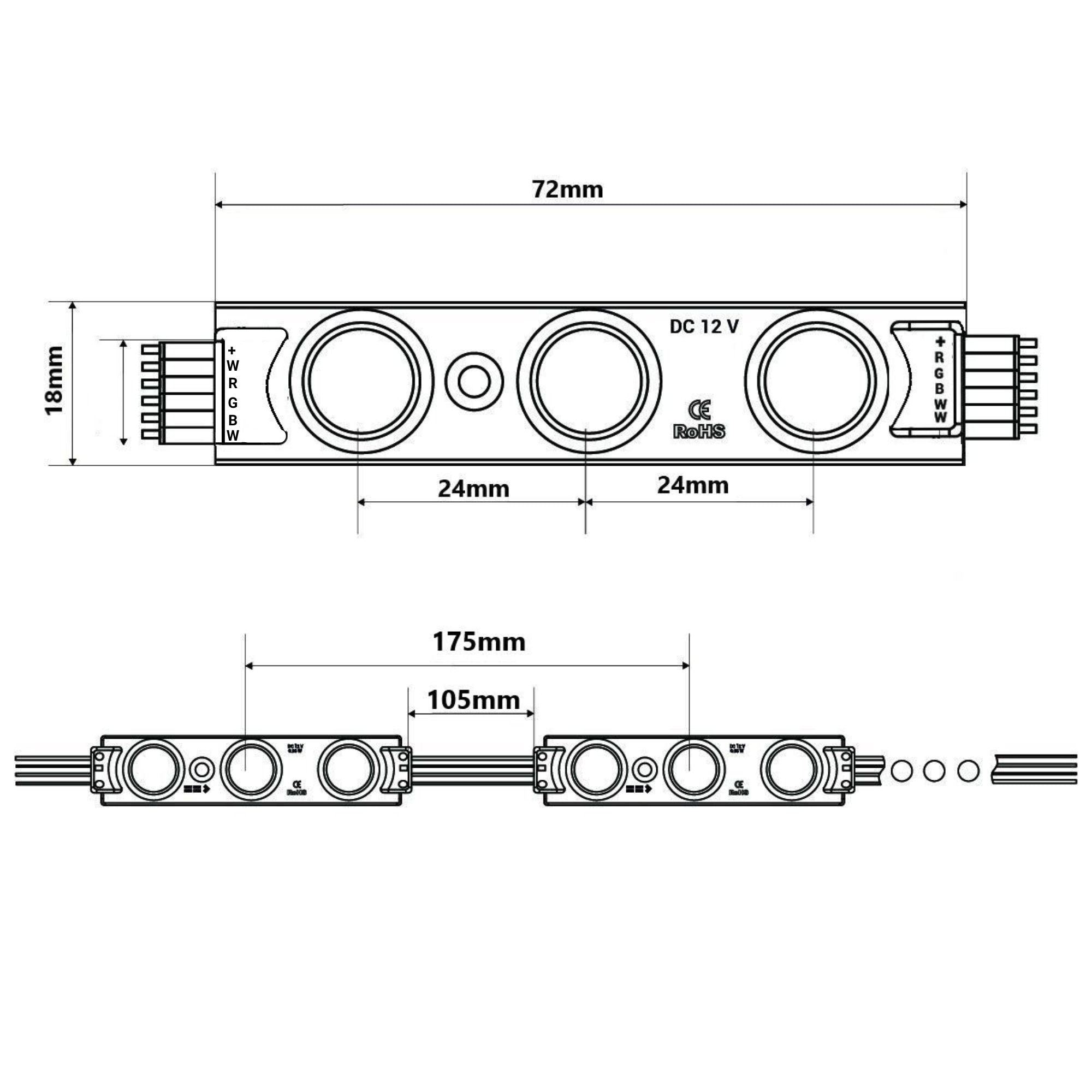 Módulos LED RGB + CCT para rótulos - 0.96W - 12V - IP65 - 120º (18)
