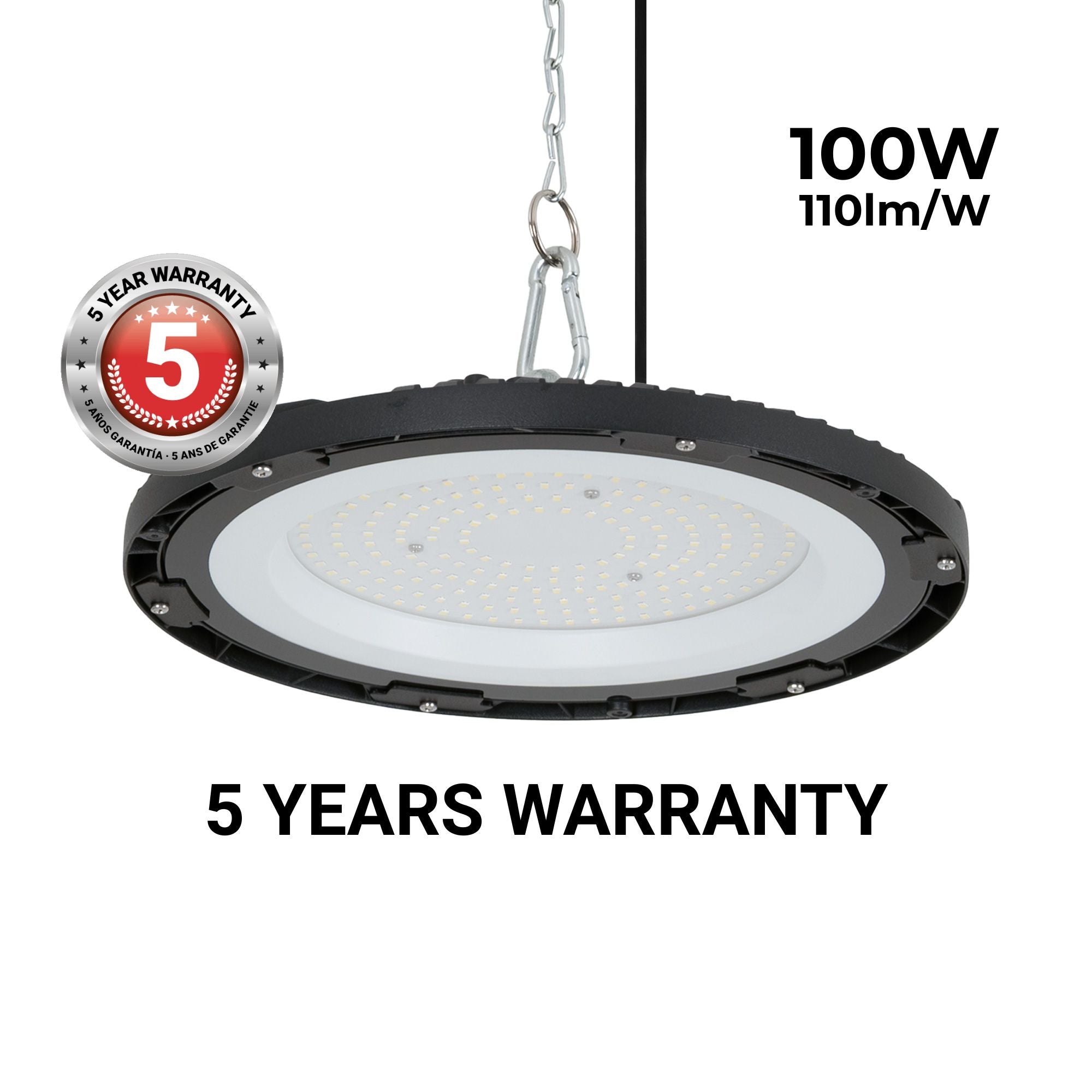 Campana LED industrial - 100W - IP65 - 110lm/W - 5 años de garantía