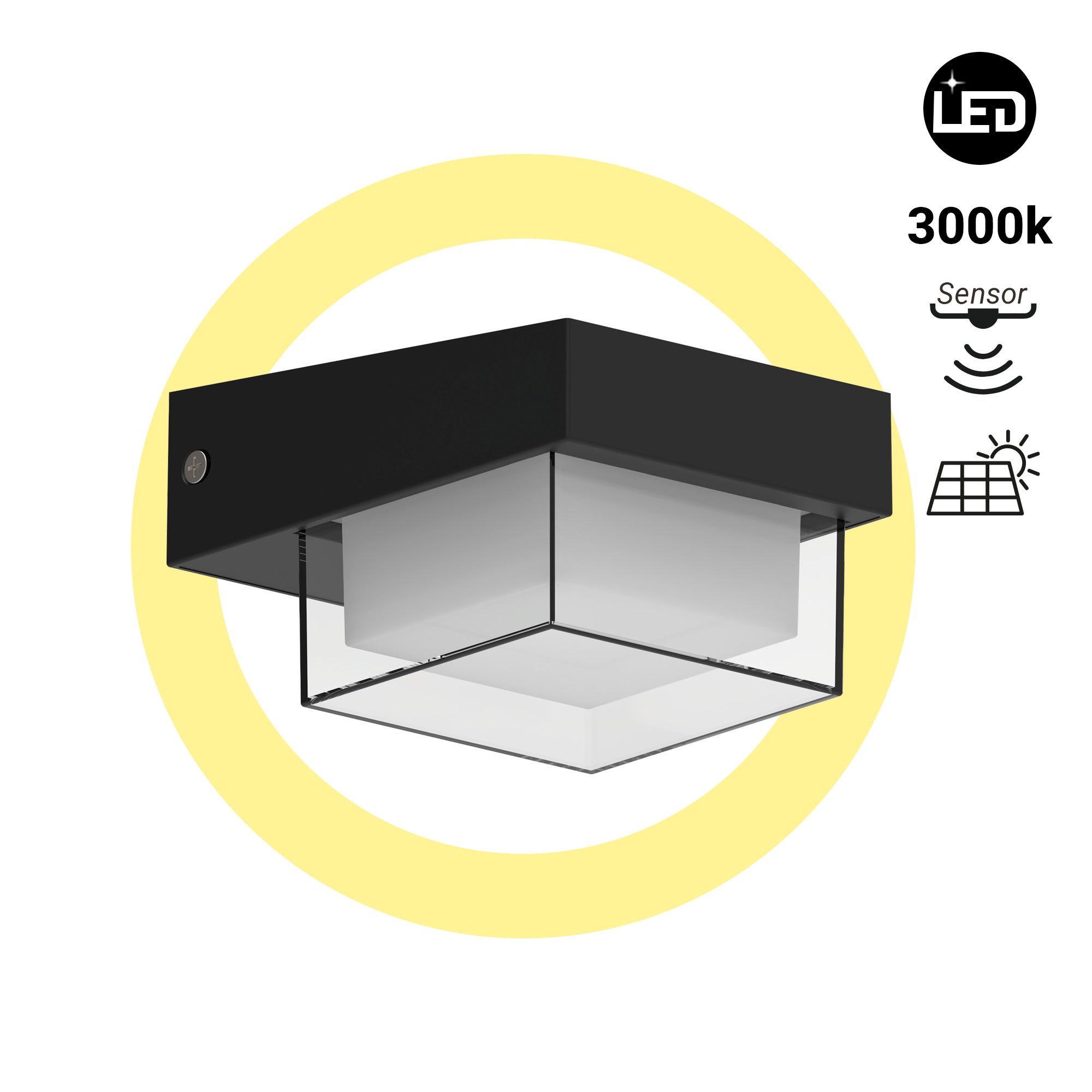 Lámpara LED solar con sensor de microondas - 3000K - IP65 - 360lm